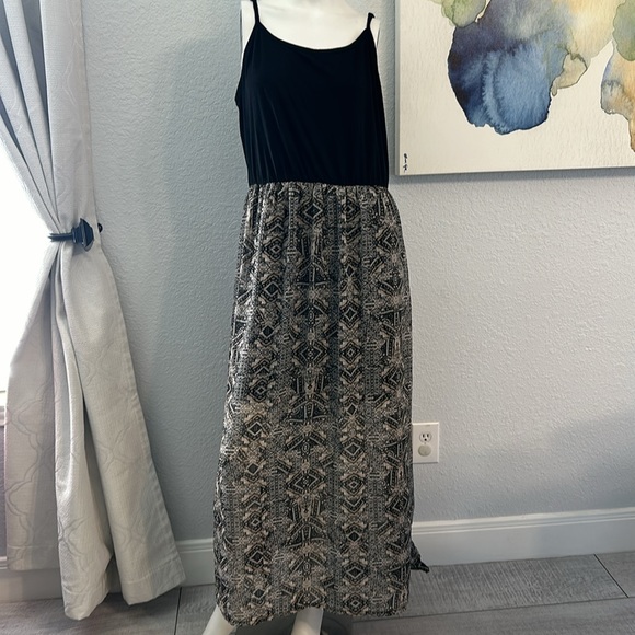 just be Dresses & Skirts - Just Be black and tan tribal maxi dress